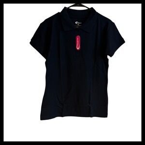 NWT PREMIUM Womens Black Short Sleeve Polo Shirt Size XL